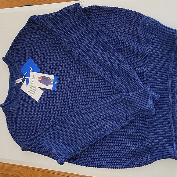 NWT Jessica Simpson Blue Knit Sweater | Large - Picture 4 of 12